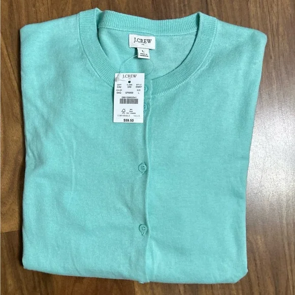 J. Crew Green Long Sleeves Cardigan Sweater Classic Knit Size L - Picture 10 of 10